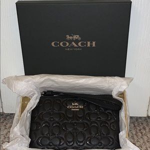 NWT Coach Logo Black Sparkle Wristlet